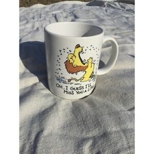 Vintage Hallmark shoebox Greetings mug coffee cup lion miss you leaving